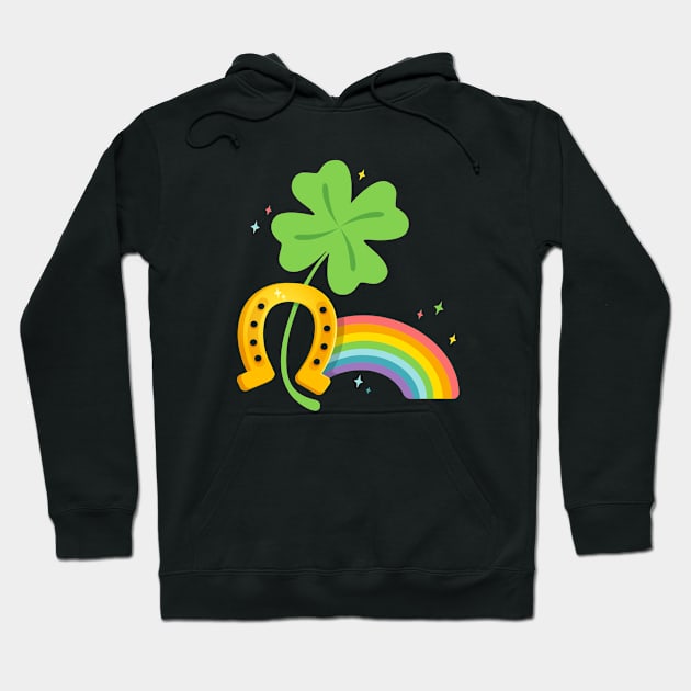 Lucky clover with rainbow and horseshoe Hoodie by Sir13